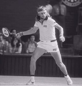 Björn Borg hitting an open stance forehand